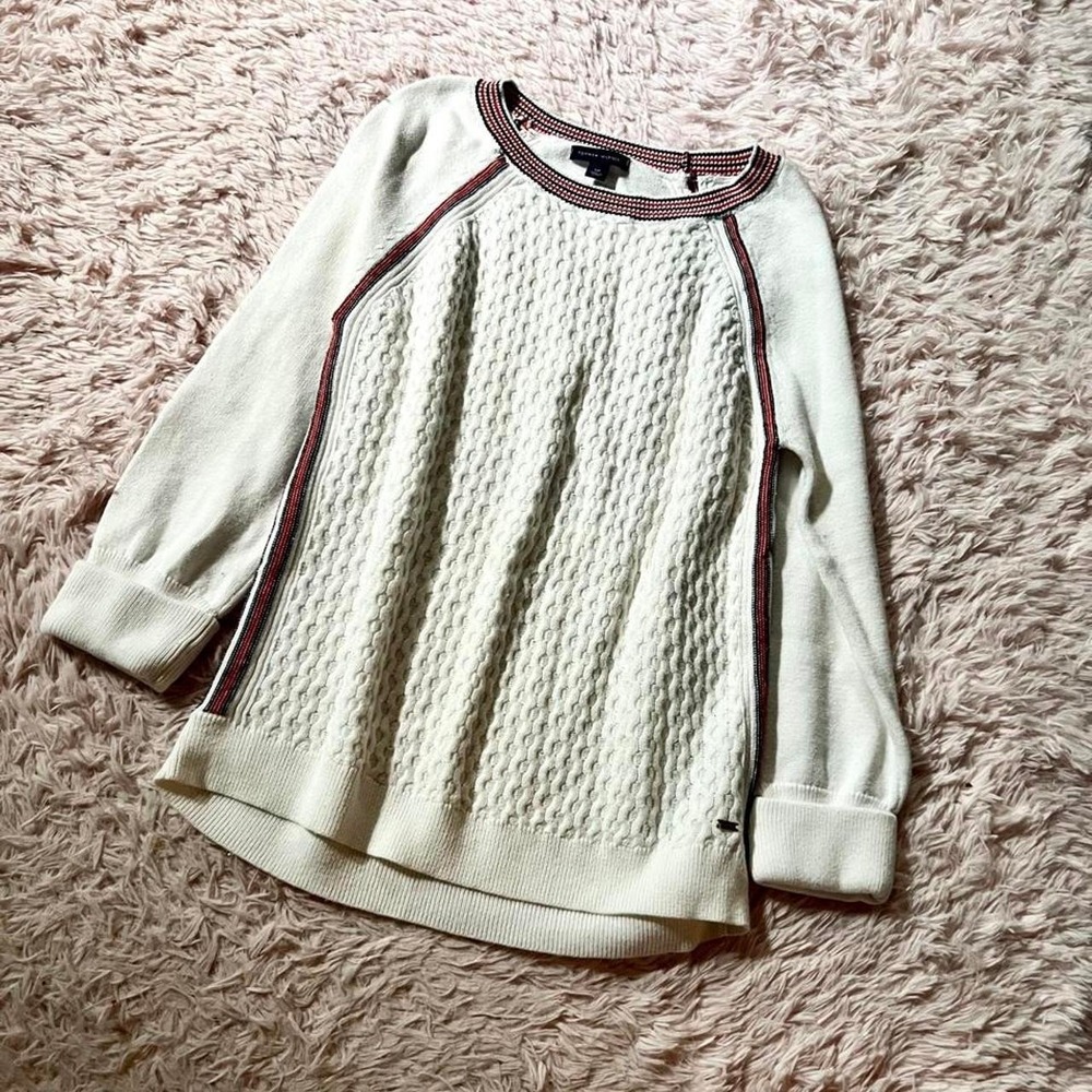 Tommy Hilfiger Cable Knit Preppy Old Money Quiet Luxury Sweater Womens S Hampton